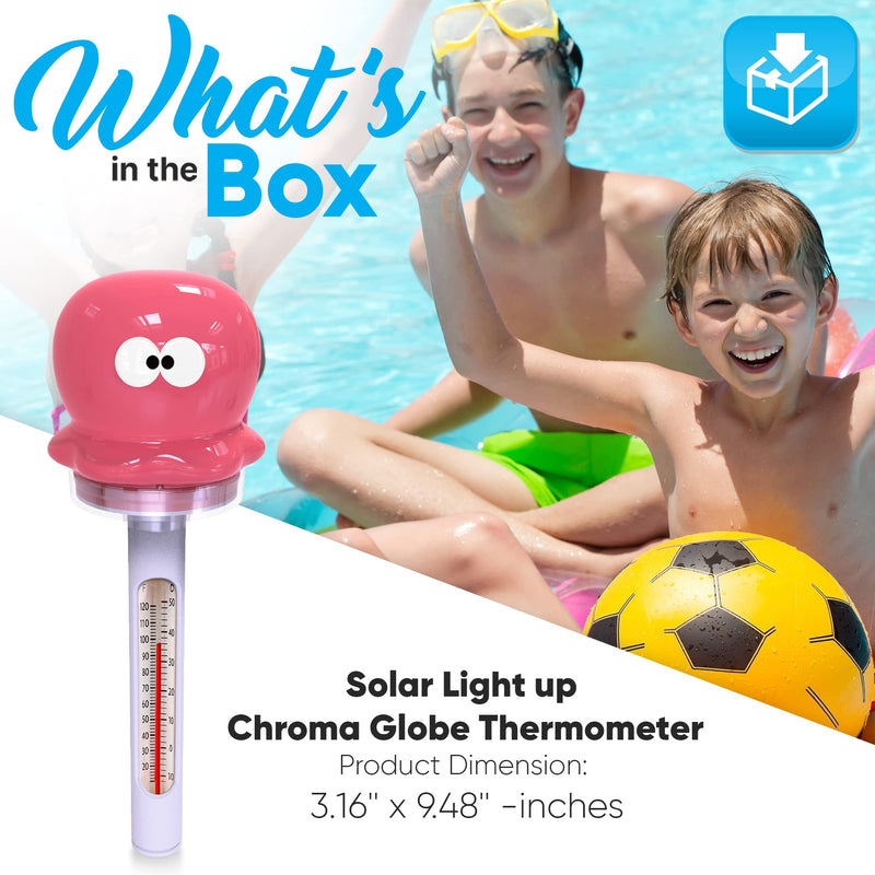Floating Pool Thermometer w/LED Light - Solar Auto Light-Up Octopus Water Temperature Easy Read Thermometer - for Indoor & Outdoor Swimming Pools, Spa, Hot Tub, Aquarium, Fish Pond - BeesActive Australia