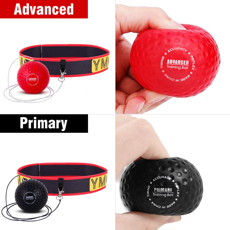 YMX Boxing Training Reflex Ball - Adjustable Elastic Head Band, Light Weight Soft Foam Balls - Improve Hand to Eye Coordination, Reaction Speed, Focus, Accuracy - Cardio Sports Exercise Equipment Black/Red - BeesActive Australia