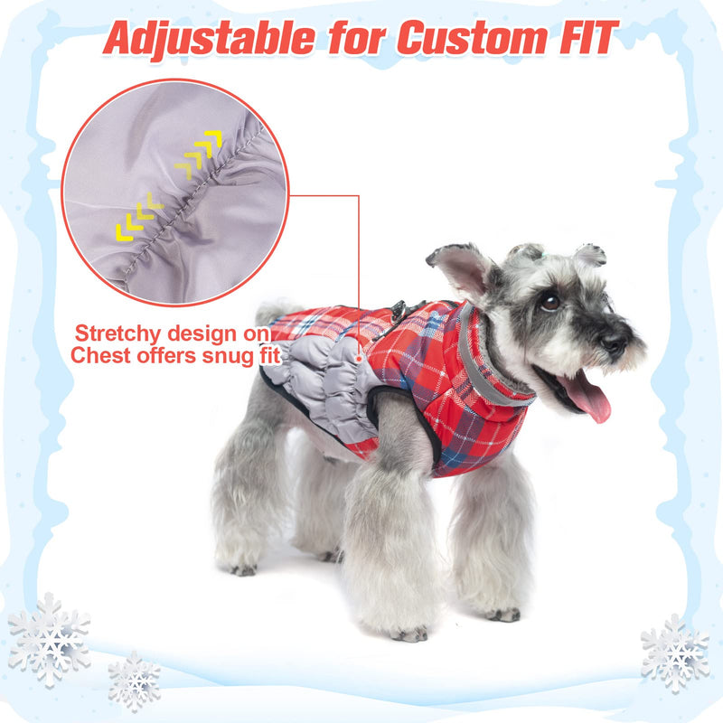 BEAUTYZOO Dog Winter Coat Reflective Dog Jacket Warm Padded Puffer Vest Turtleneck Thick Fleece Lining Pet Apparel for Small Medium Large Dogs Red - BeesActive Australia