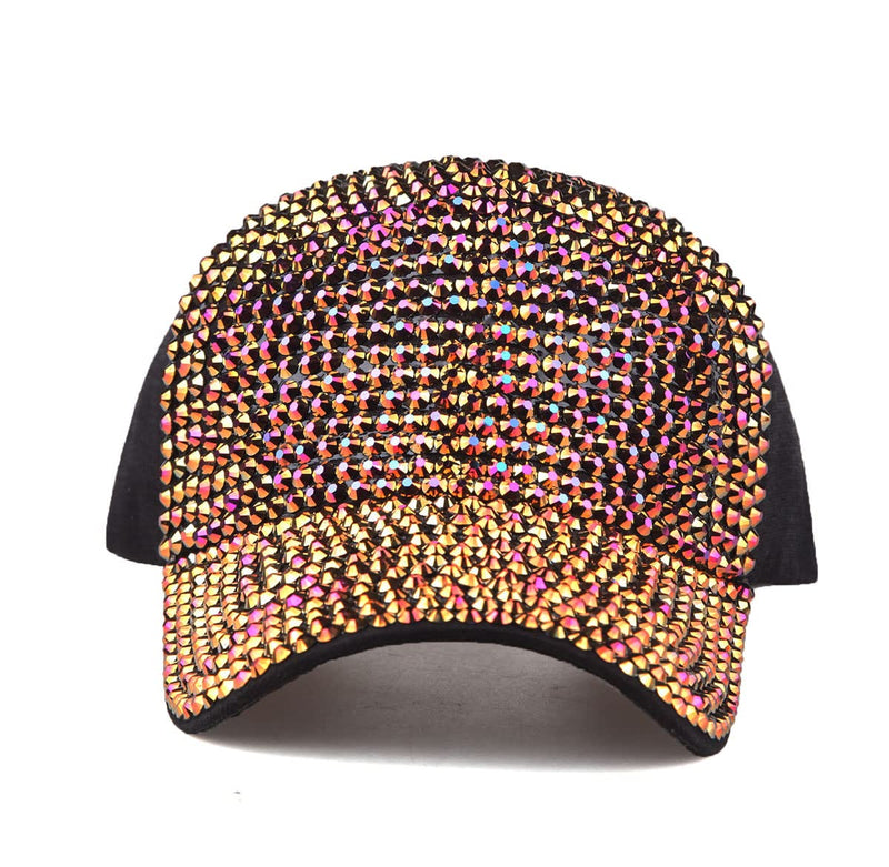 Gudessly Women Studded Rhinestone Crystals Adjustable Baseball Cap Plain Sparkle Bling Denim Sun Hat Red Cap - BeesActive Australia