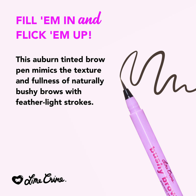 Lime Crime Bushy Brow Precision Pen, Redhead - Auburn Eyebrow Definer and Filler - Adds Texture & Shape - For Full, Natural Brows - Vegan - 0.02 oz - BeesActive Australia