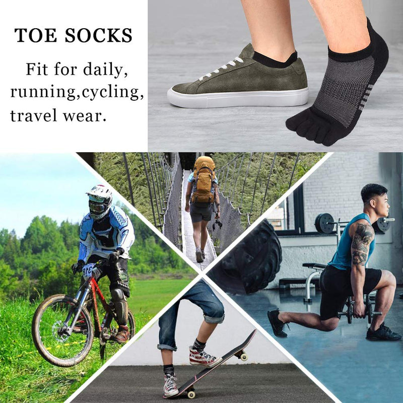 Toe Socks No Show Five Finger Socks Running Toe Socks for Men Women 4-6 Pack Black/3 Pair - BeesActive Australia