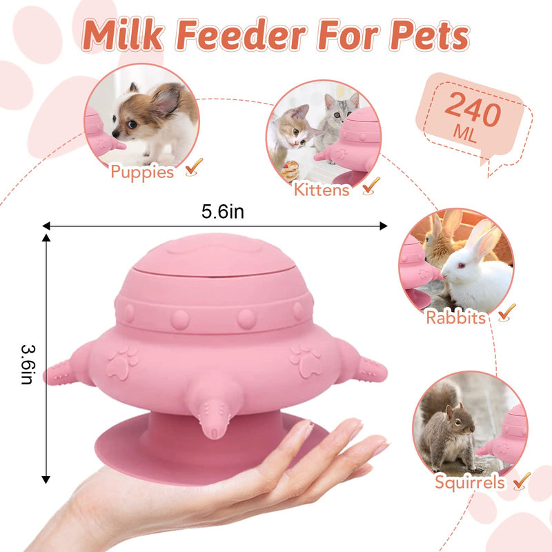 Puppy Feeder for Multiple Puppies, 4 Teats Puppy Milk Feeder Puppy Nipple Feeder Silicone Puppy Nursing Station, 240ml Puppy Nursing Bottles for Kittens, Puppies, Rabbits pink - BeesActive Australia