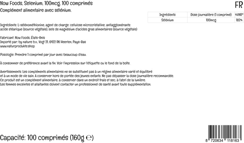 Now Foods, Selenium, 100mcg, Yeast Free, 100 Vegan Tablets, Lab-Tested, Vegetarian, Gluten Free, SOYA Free, Non-GMO - BeesActive Australia