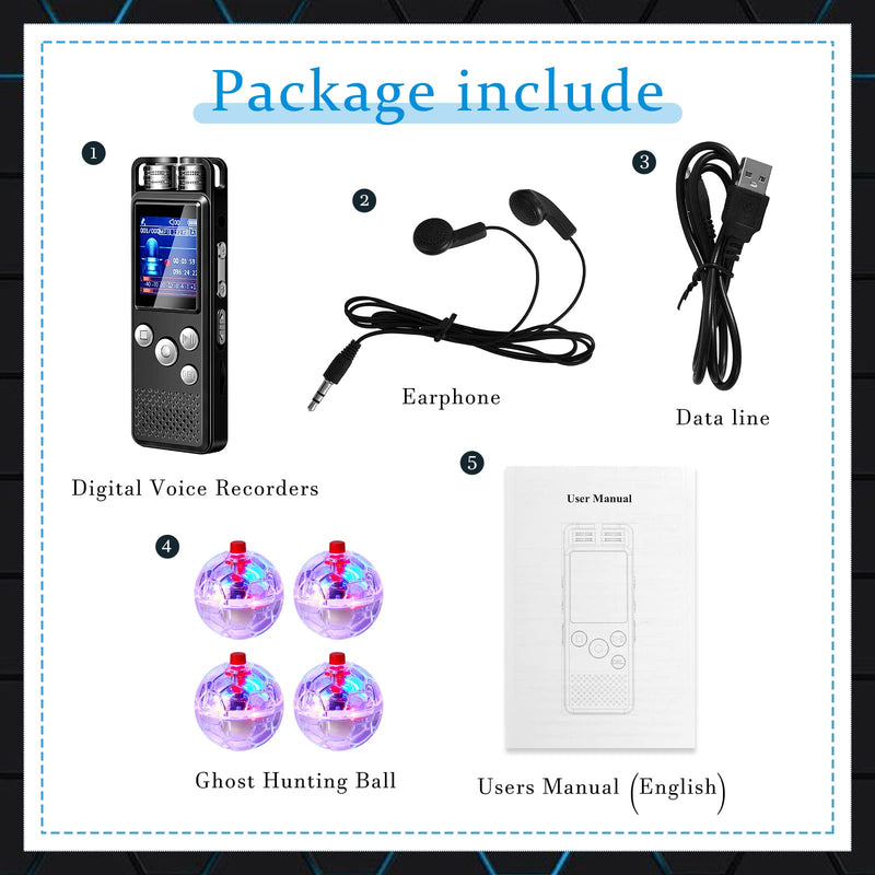 5 Pieces Ghost Hunting Kit Includes Digital Voice Recorders with 4 LED Cat Balls Motion Activated Cat Ball Toy Voice Activated Recorder with Playback for Pet Cat Dog Animals Interactive Activity - BeesActive Australia