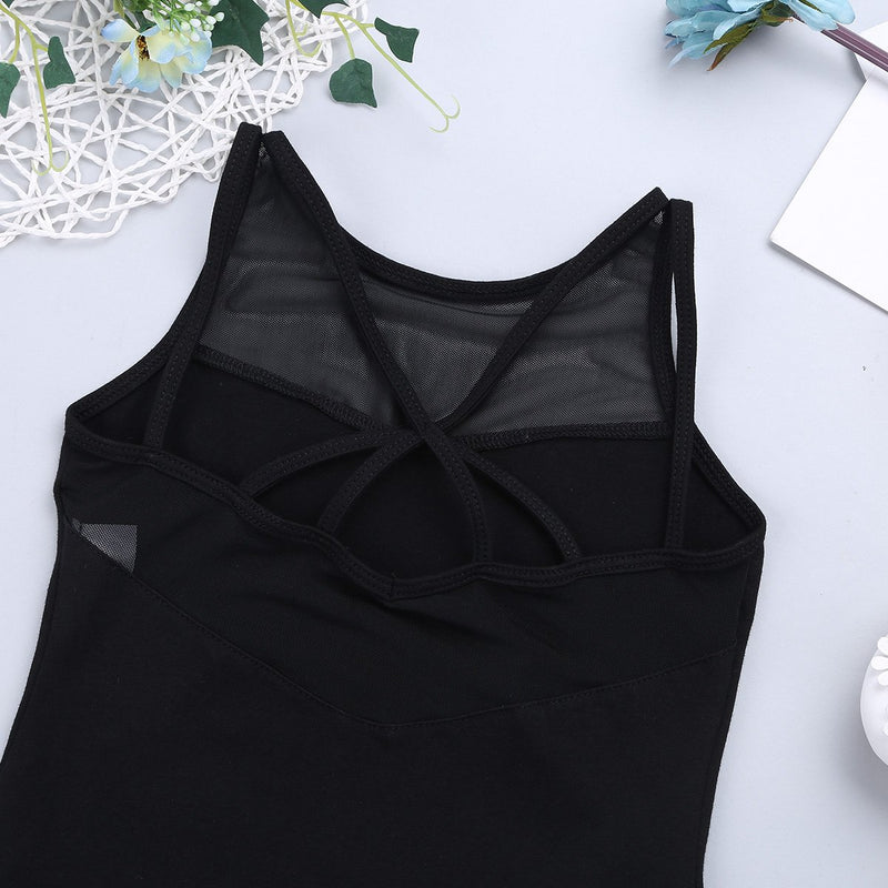 [AUSTRALIA] - Aislor Kids Girls One Piece Sleeveless Gymnastics Ballet Dance Leotard Criss-Cross Back Camisole Dancewear Black 10-12 