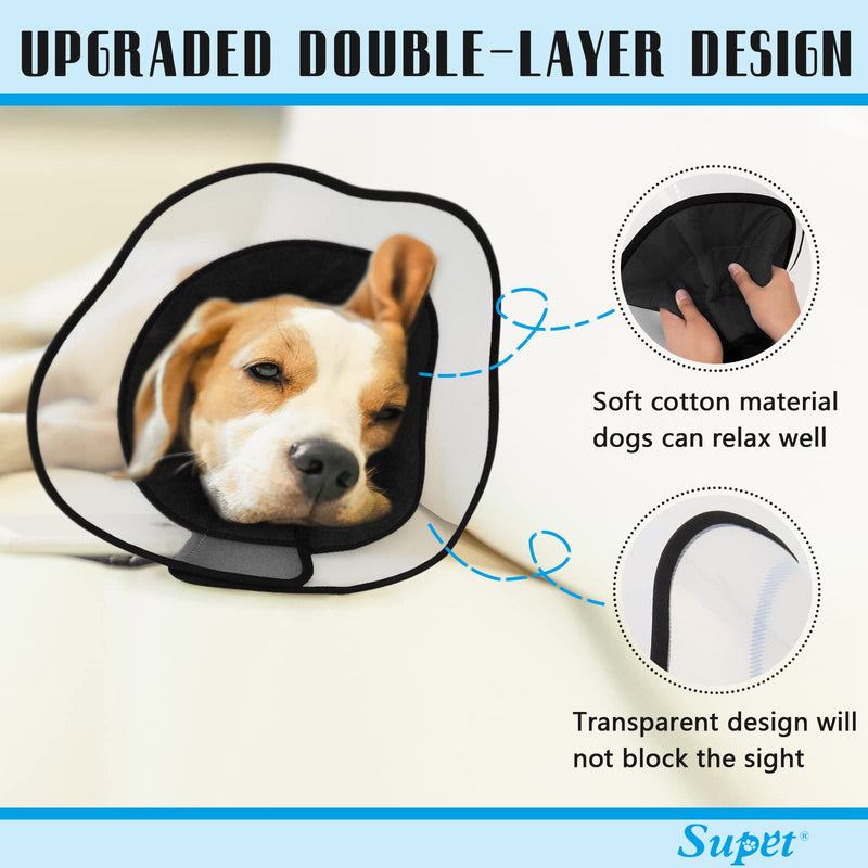Supet Dog Cone for Dogs After Surgery, Soft Dog Cones for Large Medium Dogs, Comfortable Elizabethan Collar for Dogs to Stop Licking, Adjustable Pet Recovery Collar for Small Dogs L (Neck:13.5"-19.0") Black - BeesActive Australia
