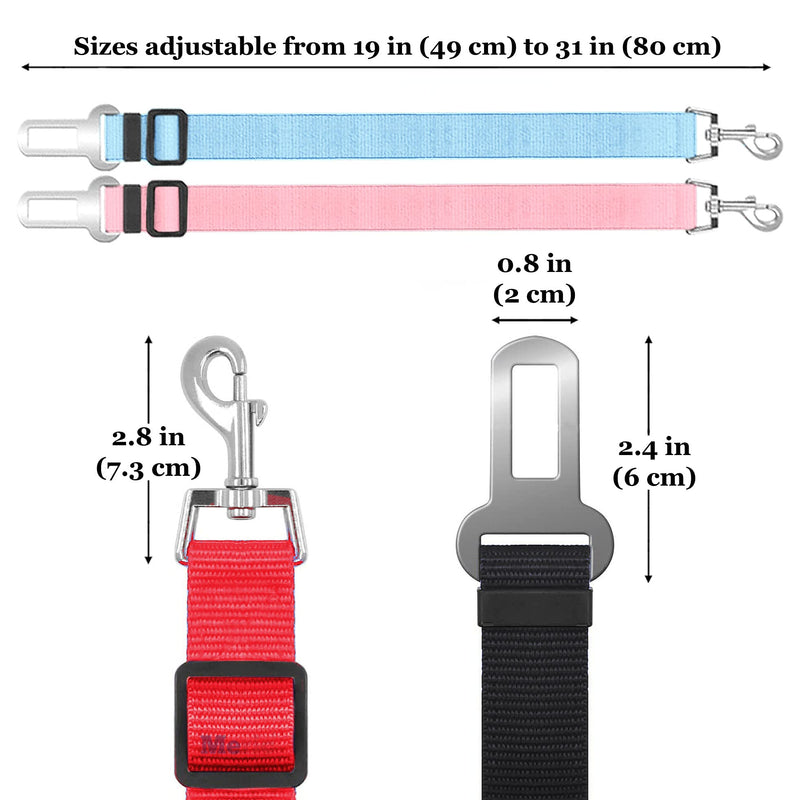 Meric Dog Seat Belt, Adjustable Length, Multicolor ( Pink, Red, Black, Blue), PP, Nylon and Nickel Steel Materials, 4 Pcs per Pack - BeesActive Australia
