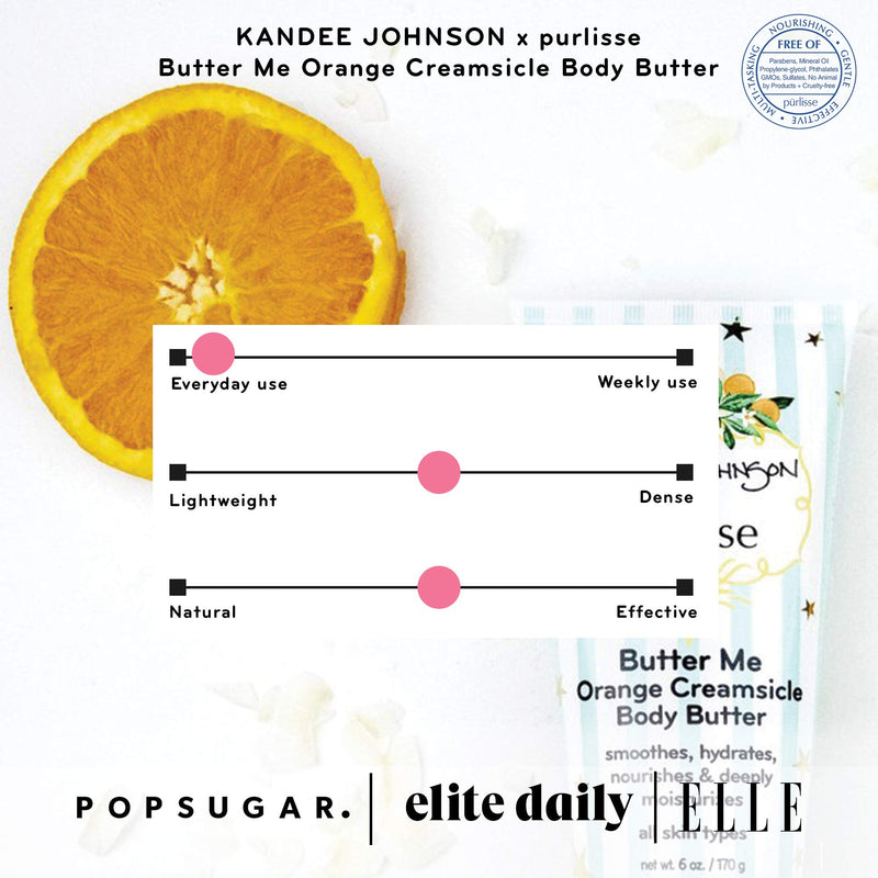 purlisse x Kandee Johnson Butter Me Orange Creamsicle Body Butter: Cruelty-Free & clean, Paraben & Sulfate-free, Coconut locks in moisture, Citrus brightens dull skin | 6oz - BeesActive Australia