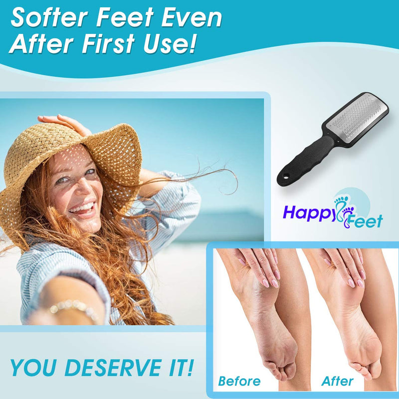 HAPPY FEET - Foot Filer For Dead Skin, Stainless Steel Foot Scrubber, Callus Scraper Tool For Feet, Shave Callus With Ease For Both Wet And Dry Feet, White Gift Boxed & Storage Bag Included. - BeesActive Australia