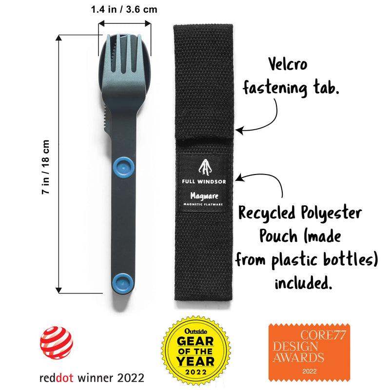 MAGWARE Magnetic Camping Utensils Set - Portable & Reusable Metal Travel Flatware with a Case for Camping, Picnic, Office & Kid's Lunchbox | Camping Cutlery Set | Knife, Fork & Spoon (3 PCS) Blue - BeesActive Australia