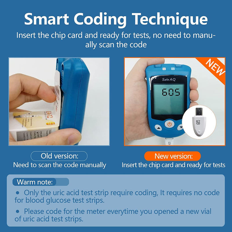 sinocare 2-in-1 Uric Acid & Blood Glucose Test Kit, Safe AQ UG Multifunctional Monitor for Blood Sugar & Gout Test, w/Test Strips x 100 & Lancing Devices x 100, for Diabetics & Gout - in mmol/L Safe AQ UG test kit w/ strips × 100 - BeesActive Australia