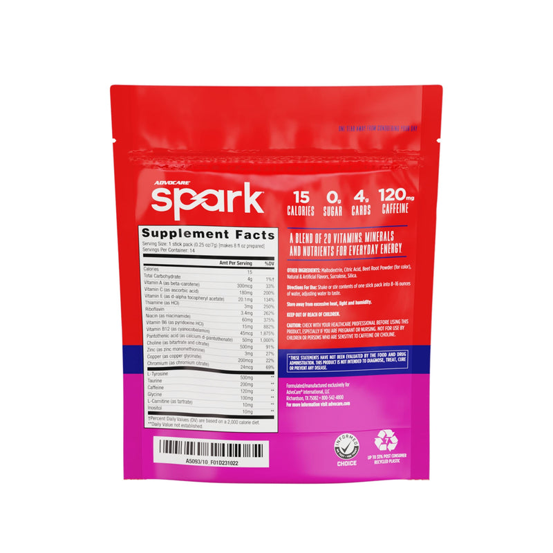 AdvoCare Spark Vitamin & Amino Acid Supplement - Focus and Energy Drink Mix - Fruit Punch - 14 Pack 14 Count (Pack of 1) - BeesActive Australia