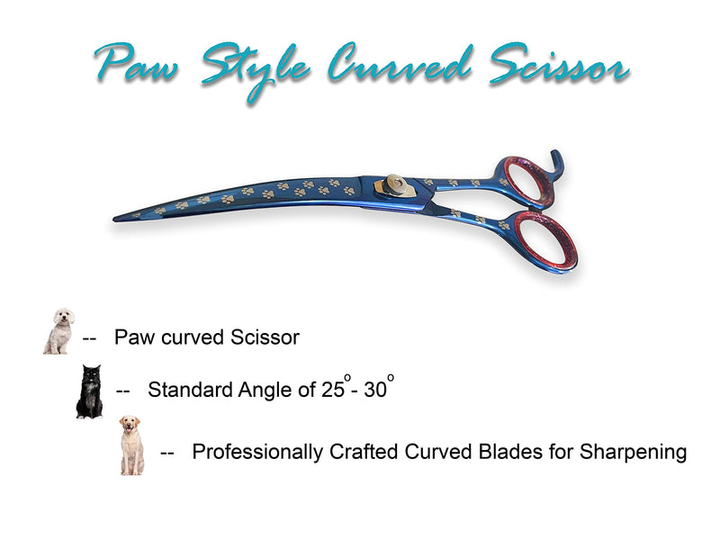 Massive Bee Store Pet Grooming Scissor Dog Curved Blade scissor 8.5" Pet Grooming Scissors Dog Hair Cutting Shears with Bag for Professional Right Hand Pet Grooomer (Blue, 8.5") Blue Curved 8.5" - BeesActive Australia