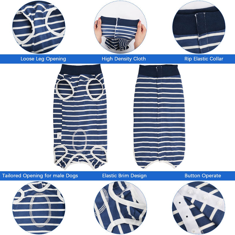 KAROKU Dog Recovery Suit Cats Bodysuits for Abdominal Wounds Recovery Shirt for Male Female Pet Surgical Snugly Suit After Surgery Anti-Licking Dog Onesies, Substitute E-Collar & Cone Medium Blue - BeesActive Australia