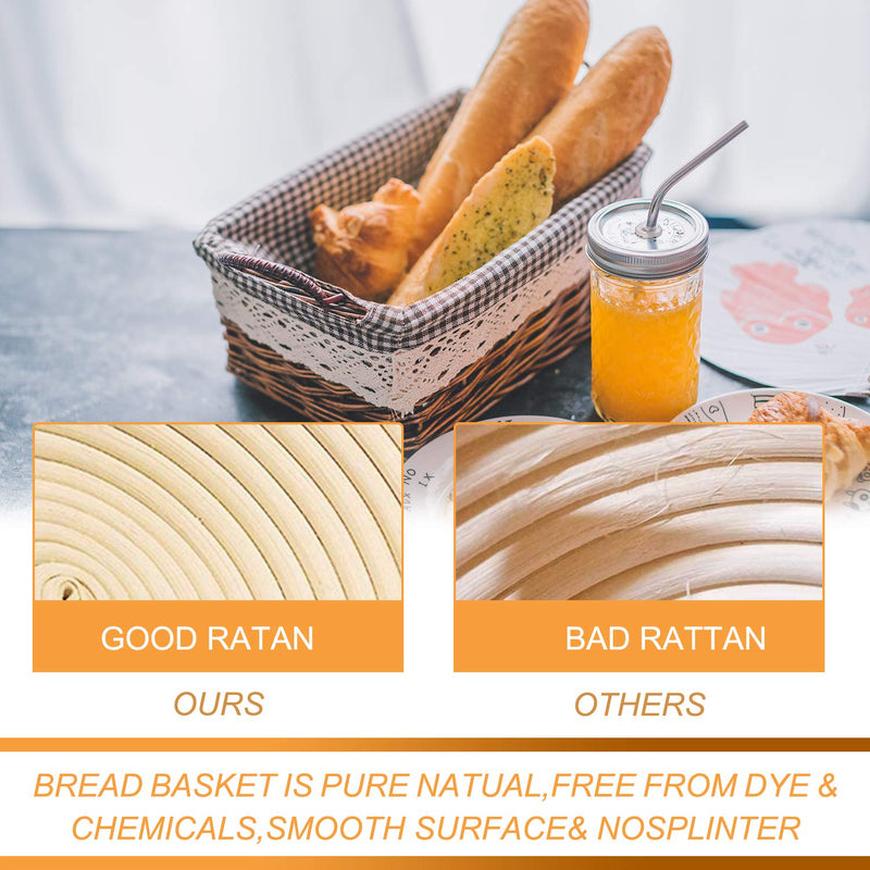 10 inch Round Banneton Bread Proofing Basket Set of 2PCS Bread Dough Proofing Rising Rattan Basket & Liner for Baking Bread Making - BeesActive Australia