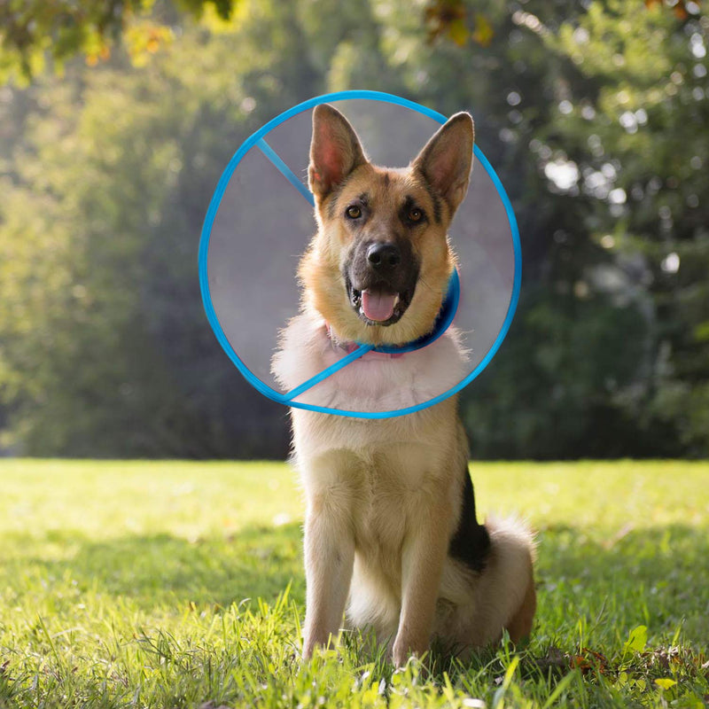 IN HAND Adjustable Pet Recovery Collar Cat Cone, US Patented Product Soft Edge Plastic Dog Cone Anti-Bite Lick Wound Healing Safety Practical Protective E-Collar Medium Blue - BeesActive Australia