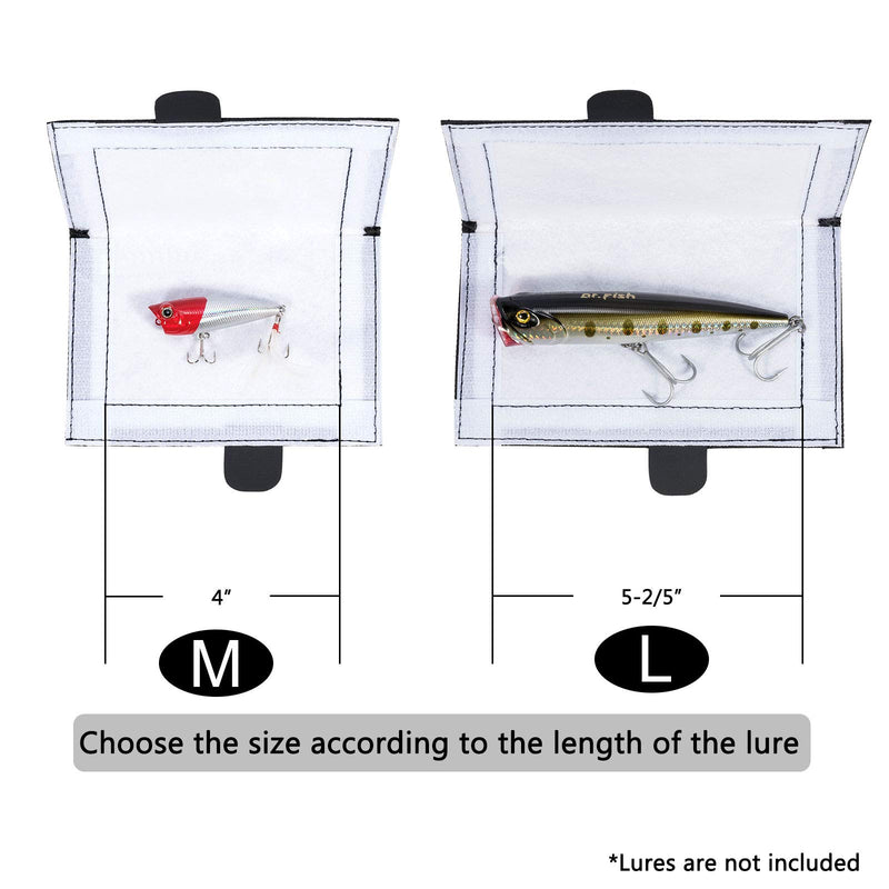 Dr.Fish 3pk Fishing Lure Cover Lure Protectors Wraps Storage Hook Guard Secure Soft Padded Black Heavy Duty Nylon L: 4-1/10"x7"; 3PCS - BeesActive Australia