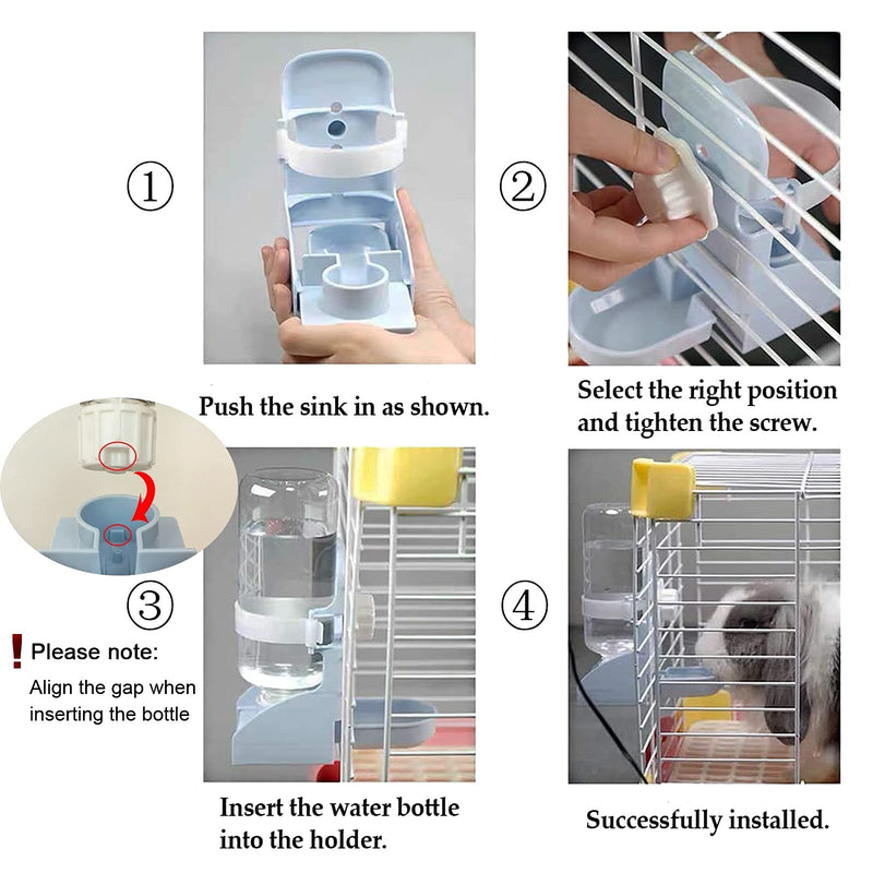 Mcgogo Rabbit Water Bottle, Guinea Pig Water Bottle,17oz Hanging Fountain Automatic Dispenser No Drip Water Bowl for cage Blue - BeesActive Australia