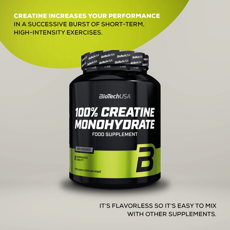 BioTechUSA 100% Creatine Monohydrate Pharmaceutical Grade creatine monohydrate Powder, Unflavoured, 300 g 300 g (Pack of 1) - BeesActive Australia