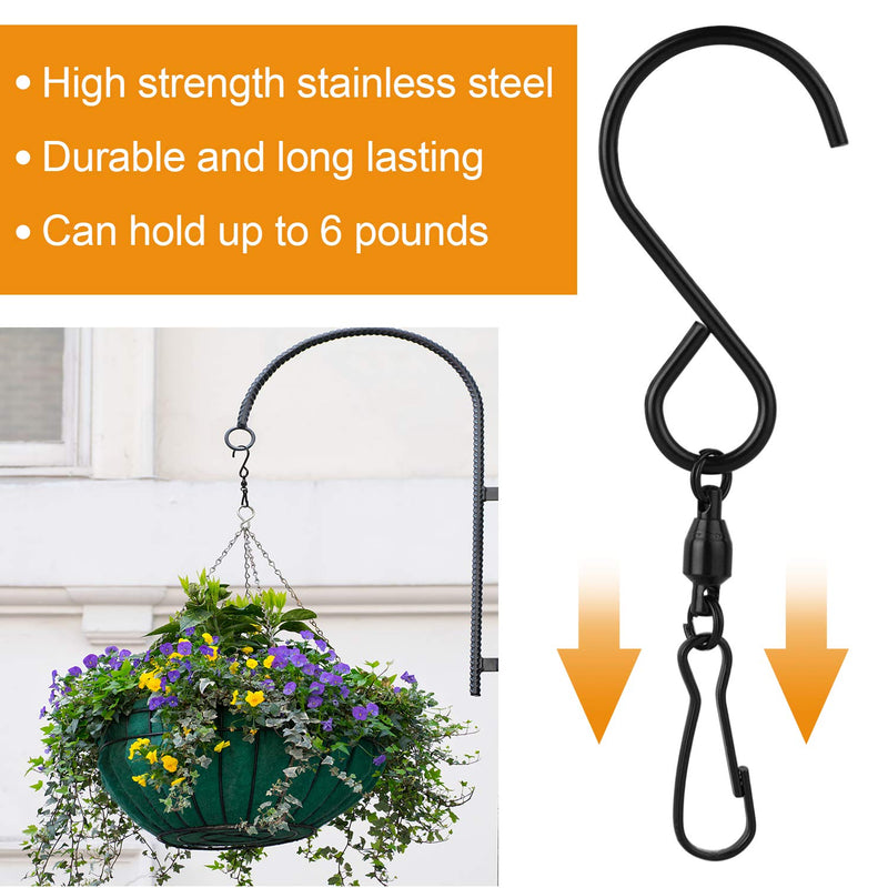 KUUQA 12 Pack Swivel Hooks Clips Wind Spinner S Hook Clips Hanging Wind Chimes Crystal Twisters Party Supplies (Black) - BeesActive Australia