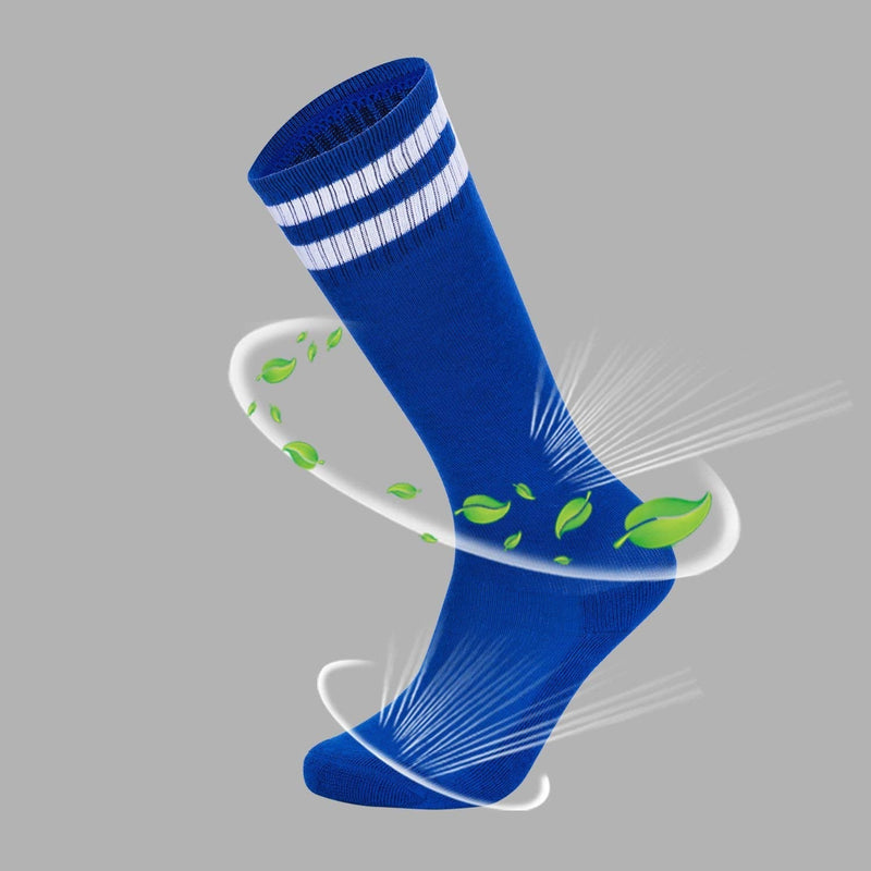 Soccer Shin Pad Over Knee Soccer Socks 2 Pairs Kids Leg Carf Protective Shin Pads Adjustable Perforated Breathable Guard Board and Impact Resistant Youth Kids Soccer Guards Socks Blue - BeesActive Australia