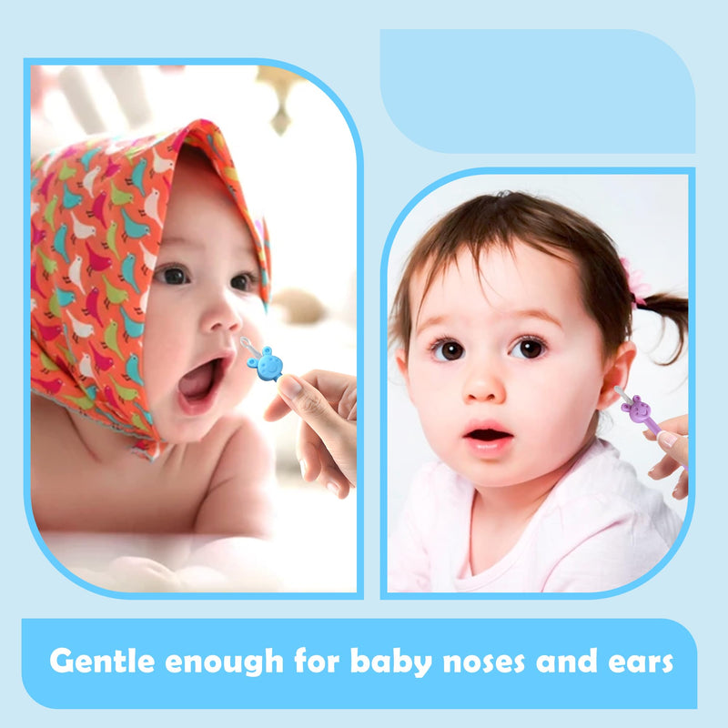 Baby Nose Ear Cleaning Tool 2 Pack - Nasal Booger Ear Clearner Dual Earwax Snot Remover,Suitable for Newborns and Infants with Soft Flexible Silicone Dual Ended Design - BeesActive Australia