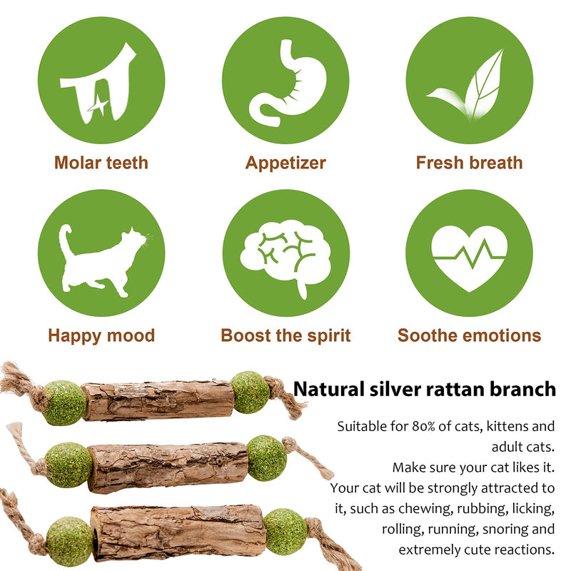 MiMiMoMo Catnip Toys for Cats Silvervine Sticks for Cats Interactive Cat Toys for Indoor Cats,Cat Kitten Teething Chew Toys for Aggressive Chewers,Suitable for All Cats,3Packs - BeesActive Australia