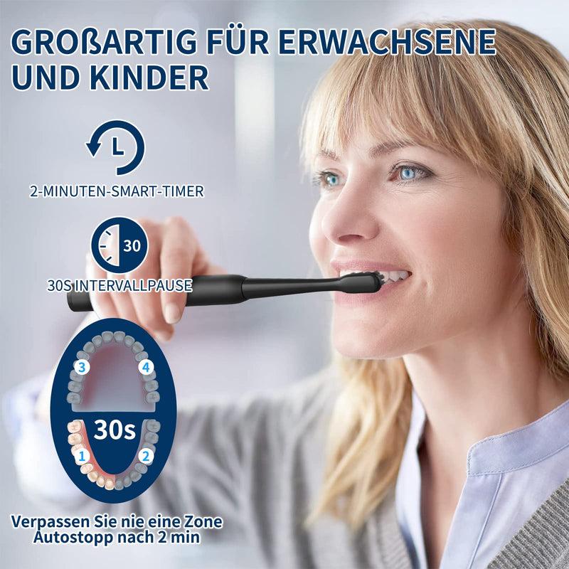 Sonic Electric Toothbrush for Adults with 8 Charcoal Brush Heads, YUNCHI Y2 Sonic Toothbrushes Rechargeable Toothbrush Electric with 5 Modes, 40000 VPM, Smart Timer/4 Hours Charging Last 30 Days Black White - BeesActive Australia