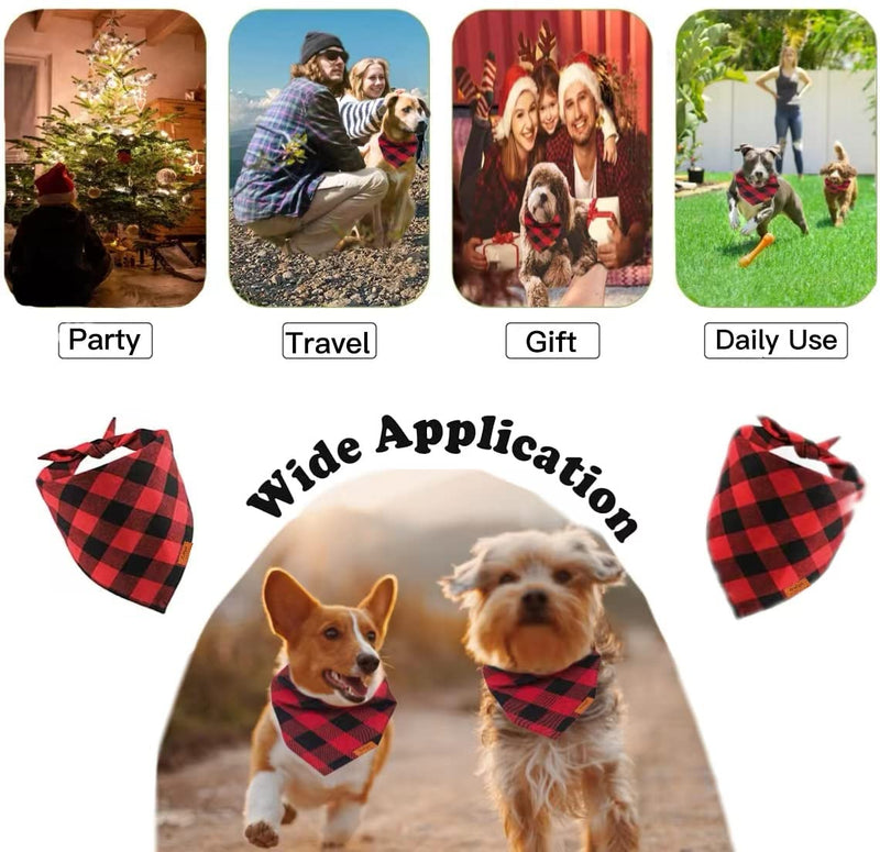 Buffalo Plaid Dog Bandanas 1Pack, Thanksgiving Christmas Red Plaid Dog Bandanas Scarf Triangle Bibs Kerchief Flannel Thicken Cotton Bandana for Small Medium Large Dogs and Cats - BeesActive Australia