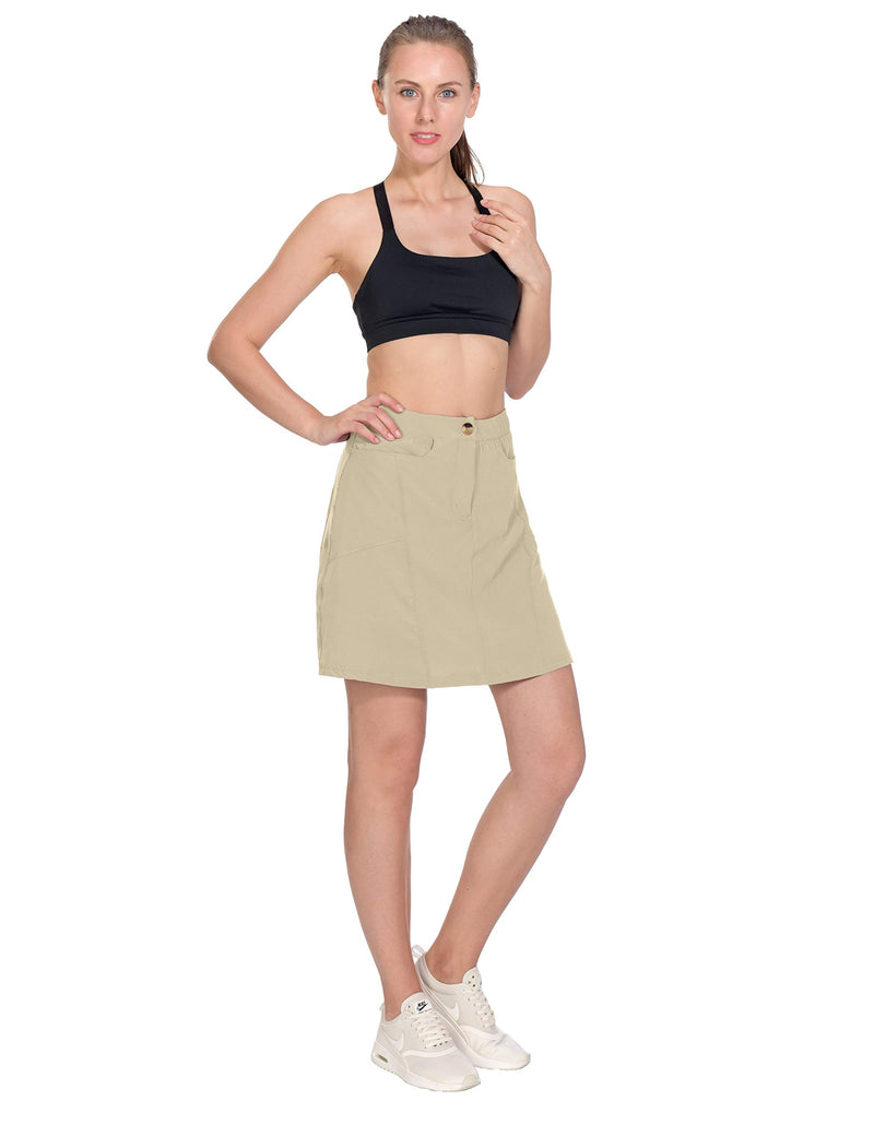[AUSTRALIA] - Little Donkey Andy Women's Athletic Skort Build-in Shorts with Pockets UPF 50+ Golf Tennis Sports Casual Skirt 3.khaki X-Large 