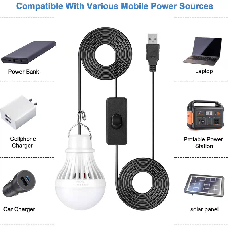 Mellours USB Light Bulb | 9.8 Ft Long | Just Plug with Any PowerBank, Convinient Switch, Ideal for, Camping, Kids Camping Tent, Bug Out Bags Preloaded, Survival Gear, Camping Gear Must Haves - BeesActive Australia