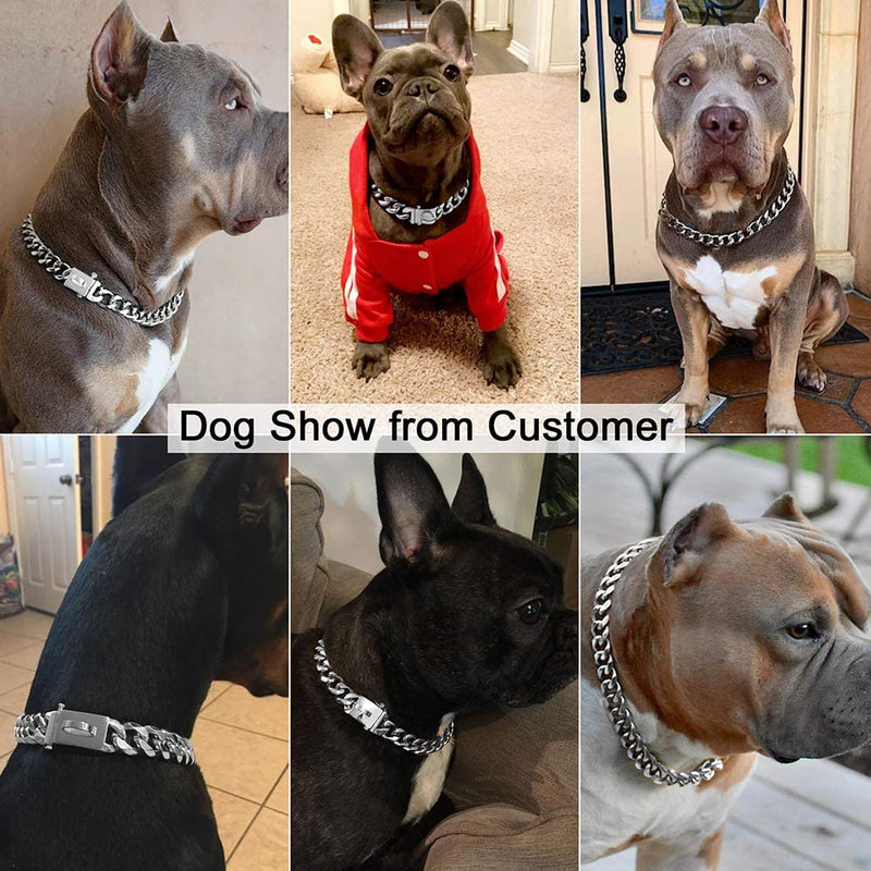 W/W Lifetime Dog Chain Collar Walking Metal Collar with Design Secure Buckle Cuban Link Strong Heavy Duty Chew Proof Chain Collar for Small Medium Large Dogs 20 Inch - BeesActive Australia