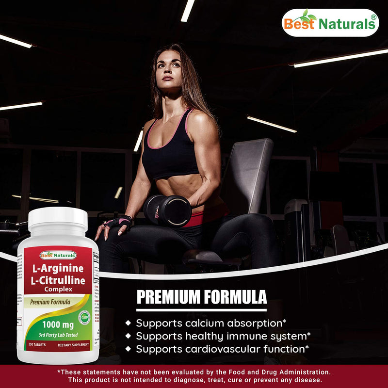 Best Naturals L-Arginine L-Citrulline Complex 1000 mg 250 Tablets (250 Count (Pack of 1)) 250 Count (Pack of 1) - BeesActive Australia