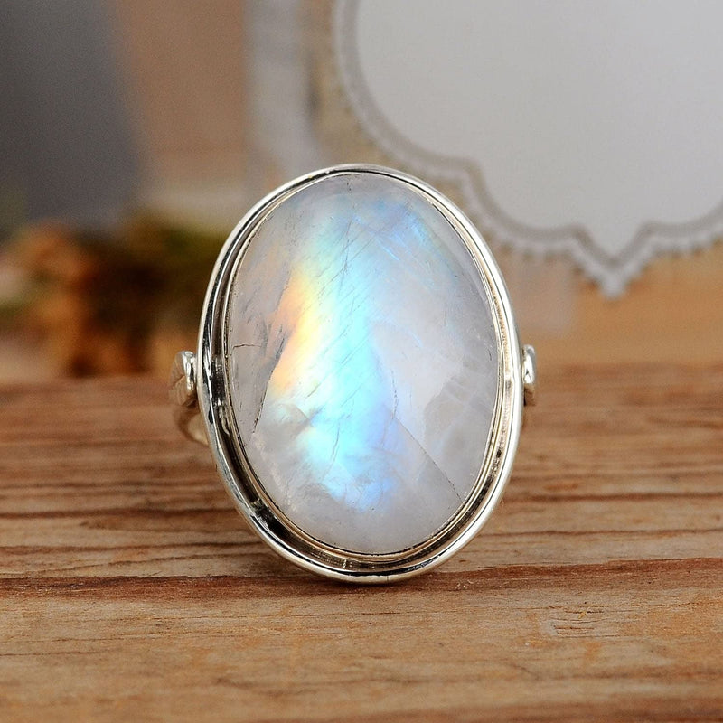 Boho-Magic Sterling Silver Moonstone Ring for Women Oval Gemstone Boho jewelry 7 - BeesActive Australia