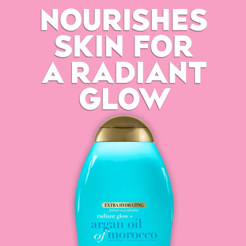 OGX Radiant Glow + Argan Oil of Morocco Extra Hydrating Body Lotion for Dry Skin, Nourishing Creamy Body & Hand Cream for Silky Soft Skin, Paraben-Free, Sulfated-Surfactants Free, 19.5 fl oz - BeesActive Australia