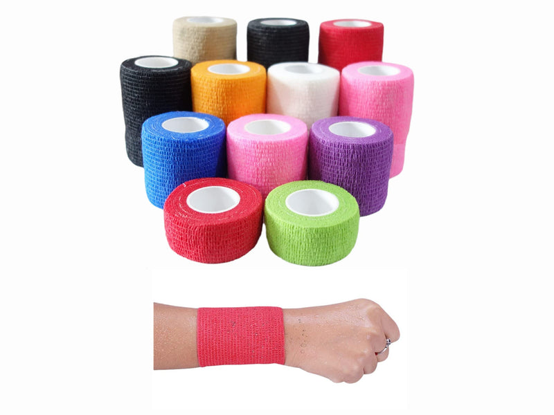 Transun Moo 6 Pack 2" x 5 Yards Self Adhesive Bandage Wrap Breathable Cohesive Vet Wrap for Pets, Elastic Self-Adherent Tape for Sports, Wrist, Ankle ( Mixed Colors) 2 Inch (Pack of 6) - BeesActive Australia