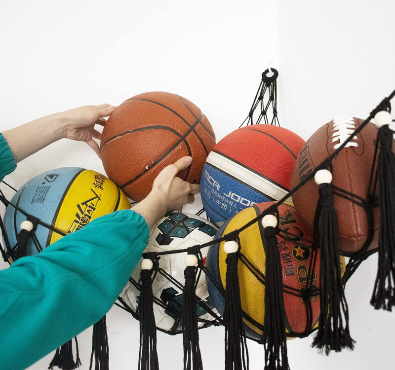 Sport Ball Storage Hammock Hanging Net for Ball Holder Rack Corner, Display Wall Storage for Soccer, Basketball, Volleyball, Rugby, Football - BeesActive Australia