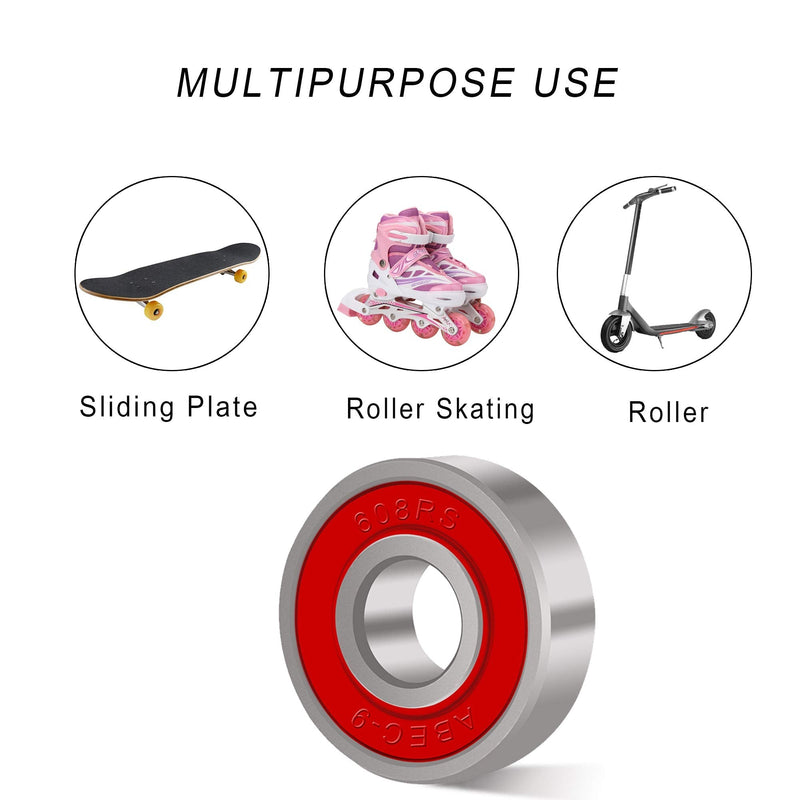 BESIY Bearings for Skateboards, Longboards, Inline Skates, Roller Skates, Spinners, Double Shielded,8x22x7 Miniature Ball Bearings, 608, ABEC-9(Pack of 8) - BeesActive Australia