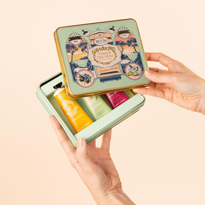 Panier des Sens - Gift for Women - Trio of Natural Hand Cream Almond, Honey & Grape - Gift Ideas for Her Made in France – Gift Set for Women with 97% Natural Ingredients - Mini Hand Lotion 3x1Floz Grape, Honey & Almond - BeesActive Australia