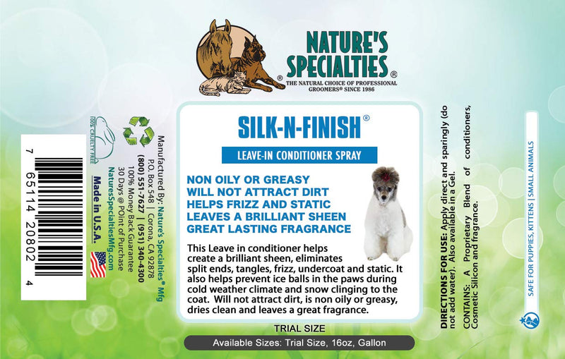 Nature's Specialties Silk-N-Finish Leave-in Dog Conditioner Spray for Pets, Natural Choice for Professional Groomers, Helps Create Brilliant Sheen, Made in USA, 16 oz - BeesActive Australia