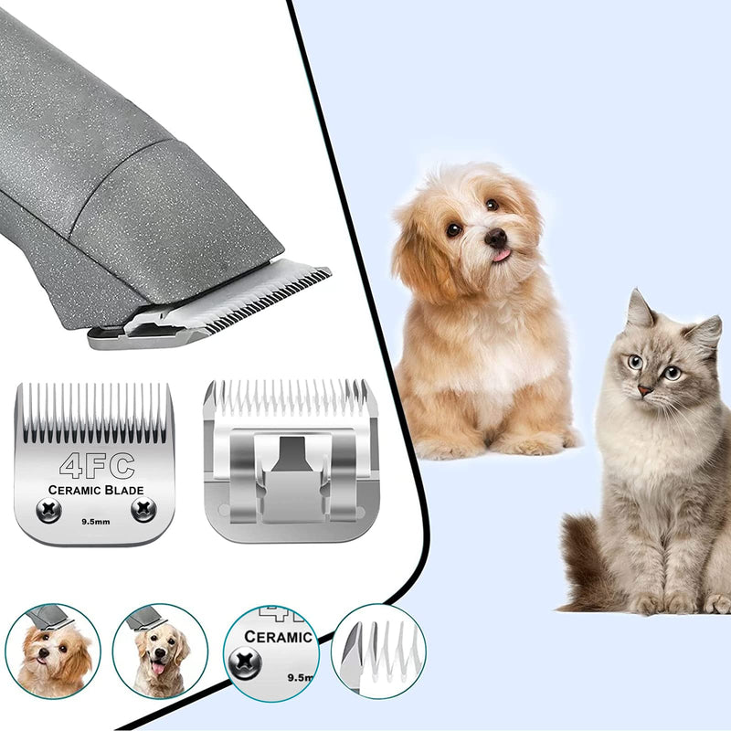 Dog Grooming Clipper Replacement Blades Compatible with Andis/Wahl/Oster Dog Clippers,Detachable Ceramic Blade & Stainless Steel Blade 4fc:3/8''(9.5mm) - BeesActive Australia