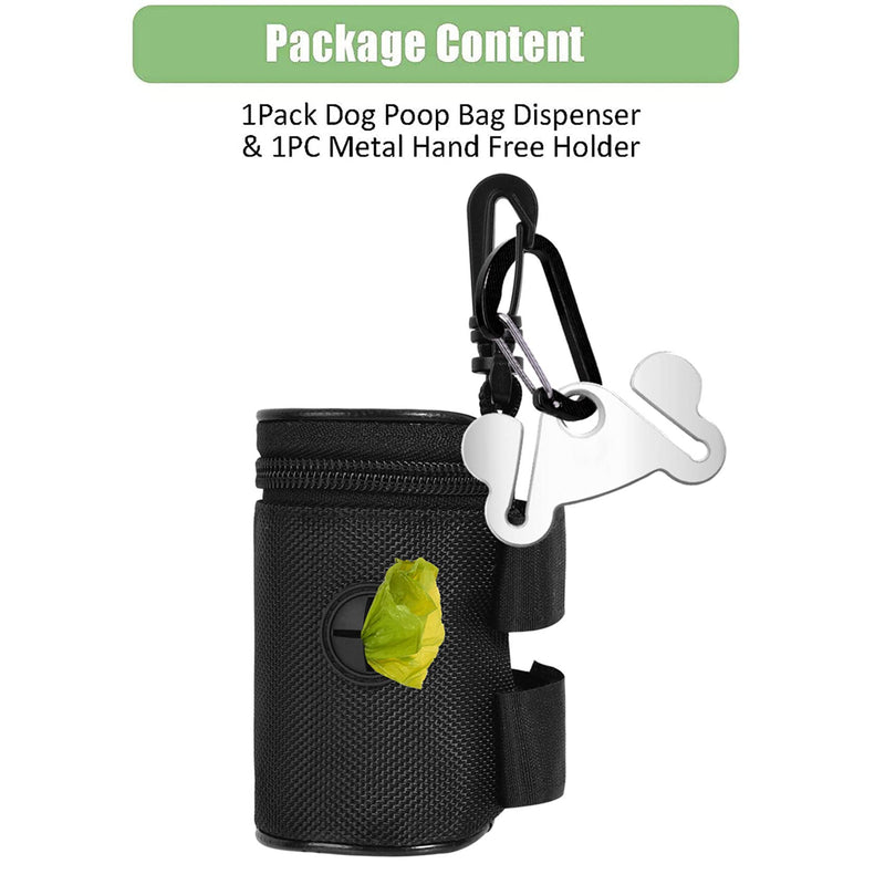 Dog Poop Bag Holder for Leash Attachment - Waste Bag Dispenser for Leash - Fits Any Dog Leash - Portable Set with Hand Free Holder Metal Carrier, Black Round Shape 1Pack 1Pack Black - BeesActive Australia