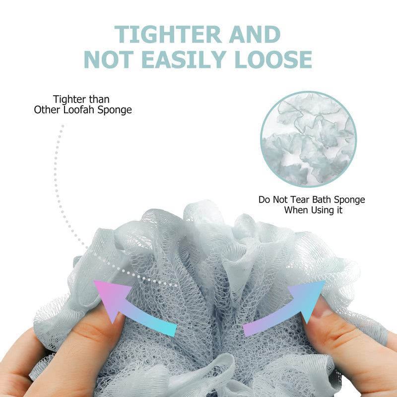 Shower Puff Loofah, 4 Pcs Extra Large Bath Sponge with Mesh Build - Body Scrubber for Exfoliate and Cleaning, 60g/PCS, 4 Color - BeesActive Australia