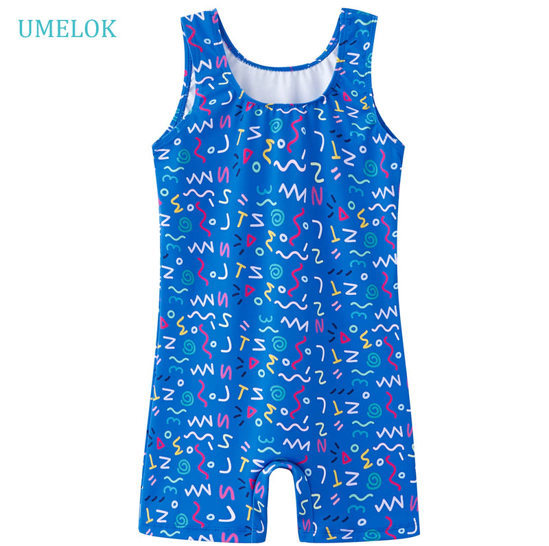 UMELOK Girls Gymnastics Leotards Toddler Unitard Clothes Cute Kid Tumbling Dance Outfit Blue,simple Drawing 2-3T - BeesActive Australia