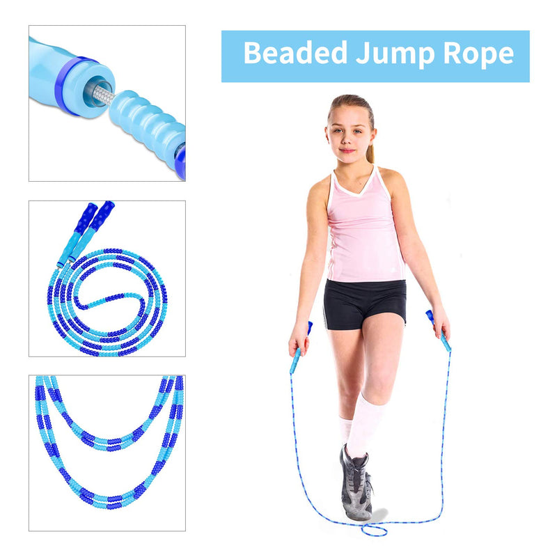 Jump Rope, Adjustable Length Tangle-Free Segmented Soft Beaded Skipping Rope, Fitness Jump Rope for Kids, Man, and Women Weight Loss 9.2 Feet(3-Pack) Blue - BeesActive Australia