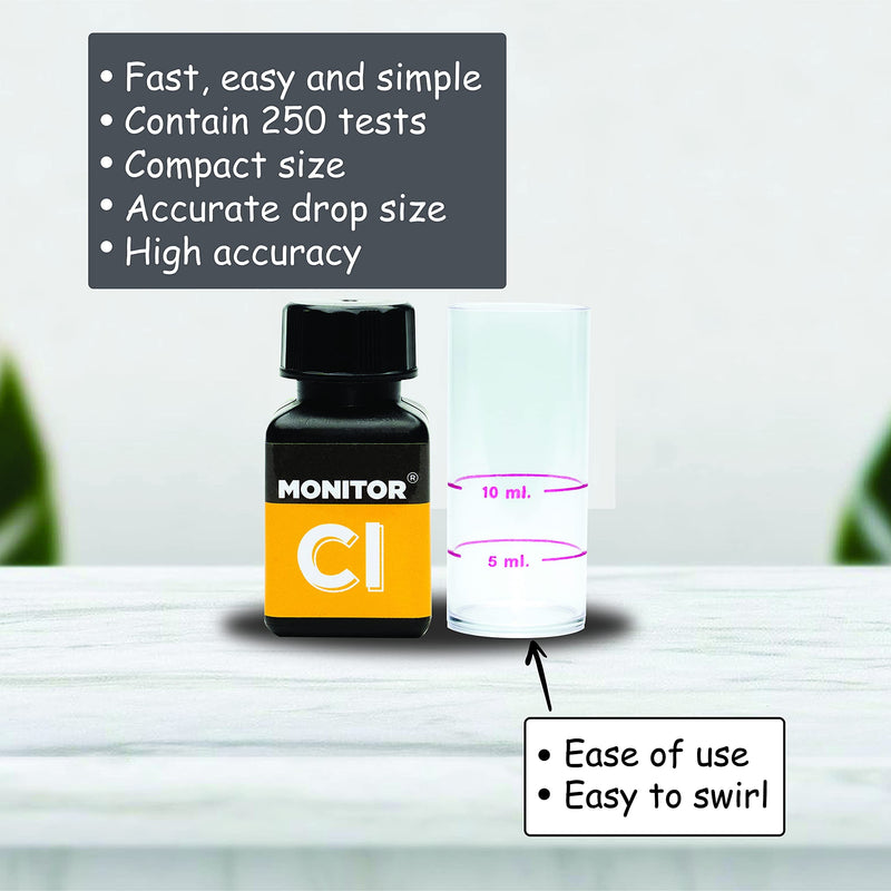 Monitor Chlorine Test KIT (250 Tests) - Monitor Aquarium and aquaculture Water Quality - BeesActive Australia