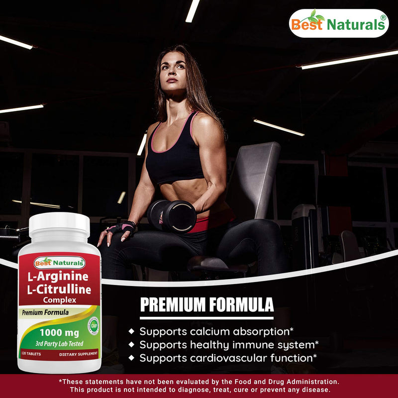 Best Naturals L-Arginine L-Citrulline Complex 1000 mg 120 Tablets (120 Count (Pack of 1)) 120 Count (Pack of 1) - BeesActive Australia