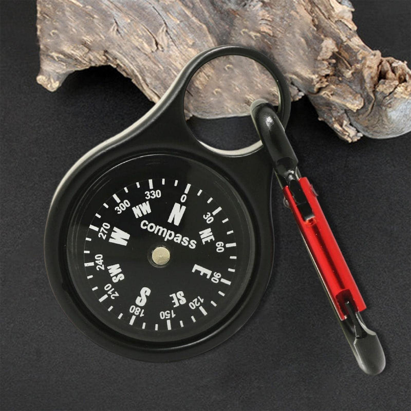 Keychain Survival Compass Portable Hiking Compass with Carabiner Mini Navigation Compass for Outdoor Travelling Camping Hunting Mountaineering Black - BeesActive Australia