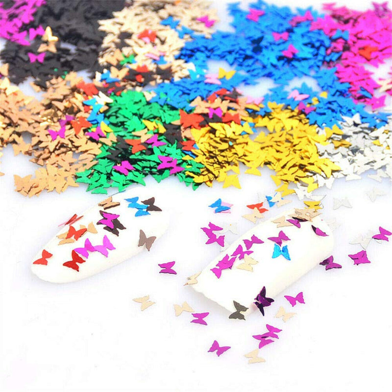 SIUSIO 16g 12color Laser Chunky Glitter Butterfly Sequin Nails Art Multicolor Decorations Accessories Ultra Thin Holographic Flake for Designer or Beginners DIY Design and Face Body Eye Makeup - BeesActive Australia
